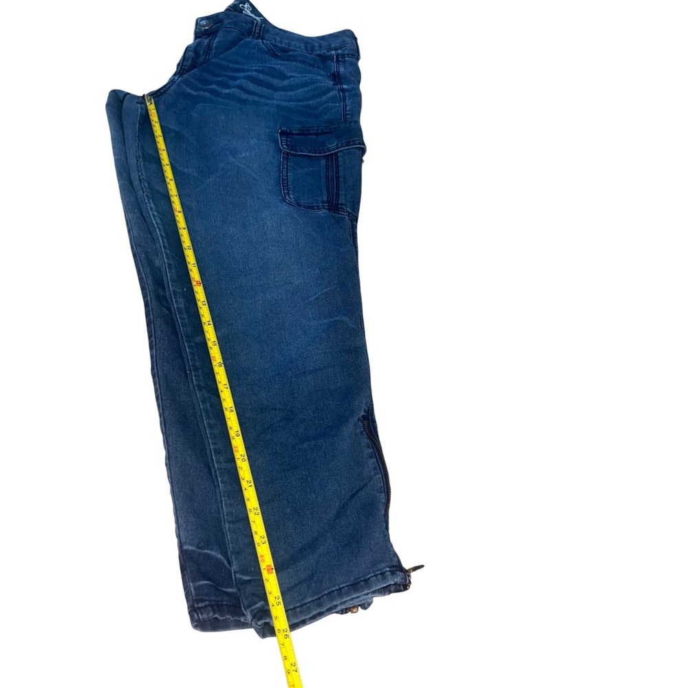Y2K American Eagle Cargo Skinny Jeans Blue Dark Wash Ankle Zip Women Size 14 - Picture 16 of 16